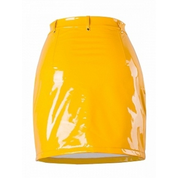 High Waist Yellow Lace Up Skirt - Picture 2 of 4